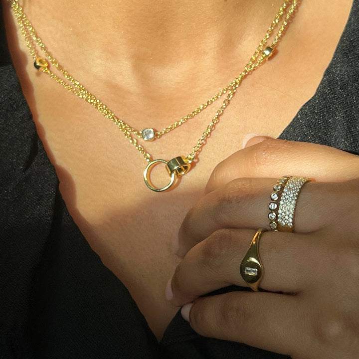 14K Gold Filled Circle Layered Necklace Gift for Women - Doozy Diamonds