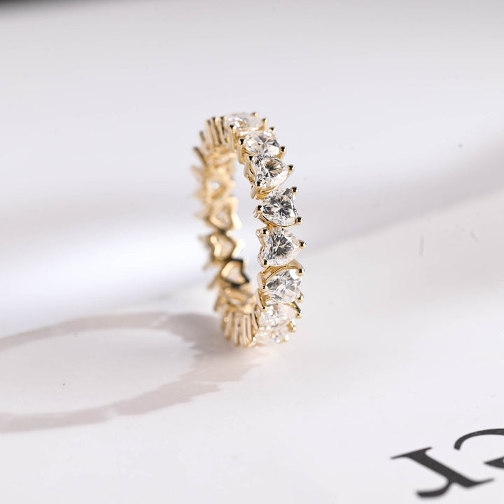 Heart diamond wedding band in rose gold