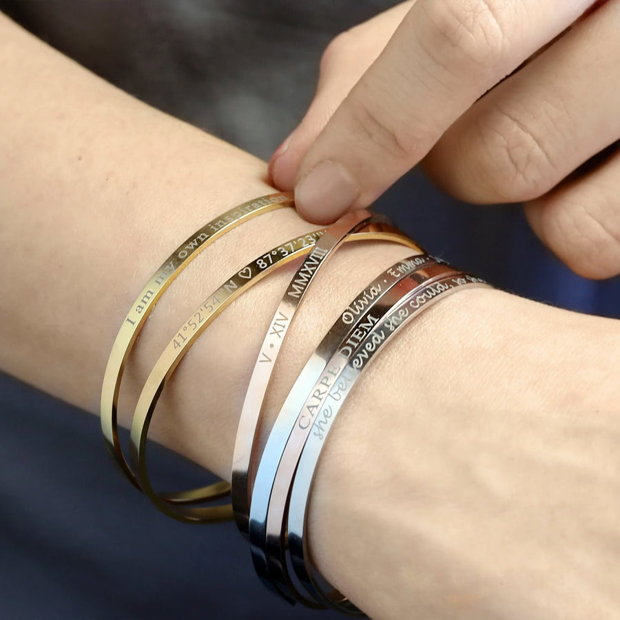 Custom Engraved Cuff Bracelets for Women - Doozy Diamonds