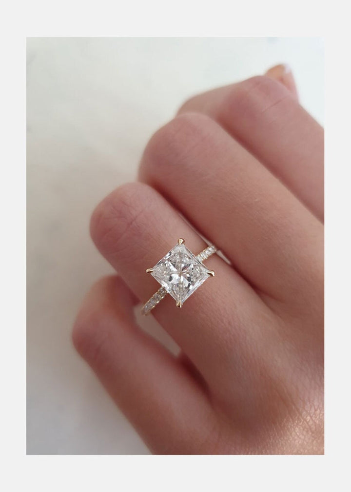 2.50CT princess cut pave engagement ring available to buy now