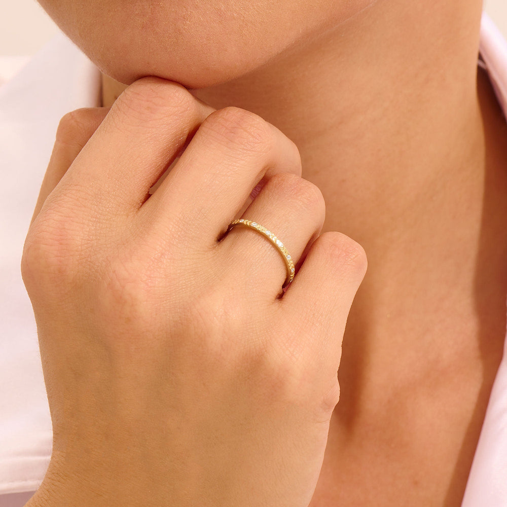Round Cut Diamond Thin Layering Ring for Halloween Gift - Doozy Diamonds
