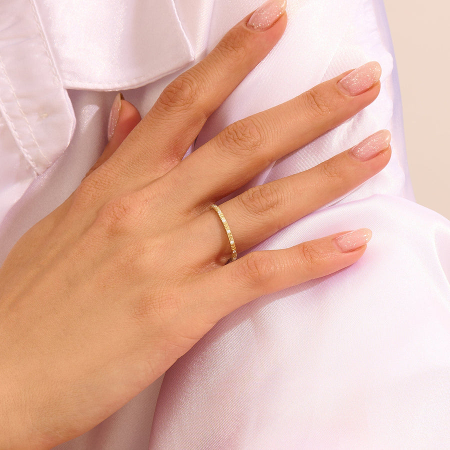 Round Cut Diamond Thin Layering Ring for Halloween Gift - Doozy Diamonds
