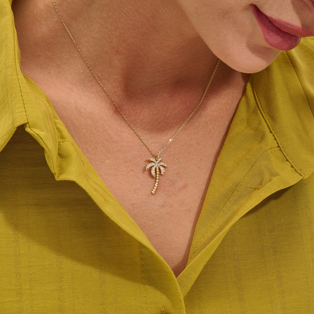 Palm Tree lab grown diamonds Pendant for Women - Doozy Diamonds