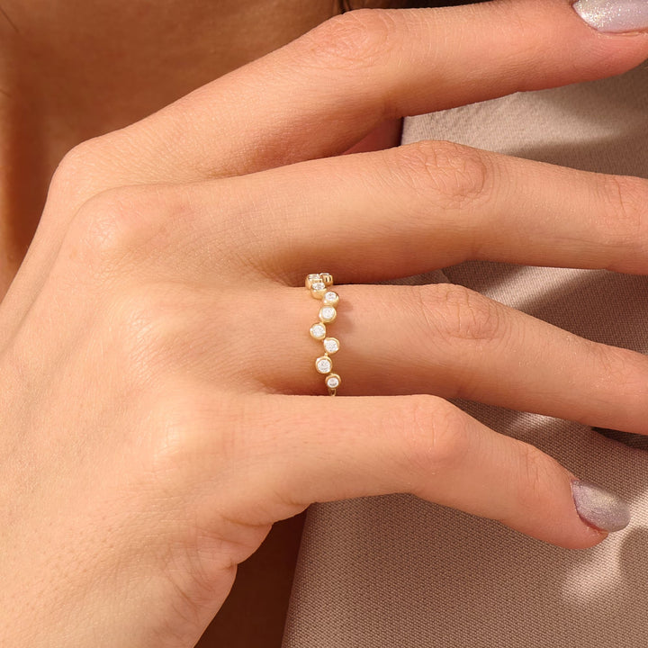 Bezel Set Round Cut Diamond Wedding Ring for Birthday Gift - Doozy Diamonds