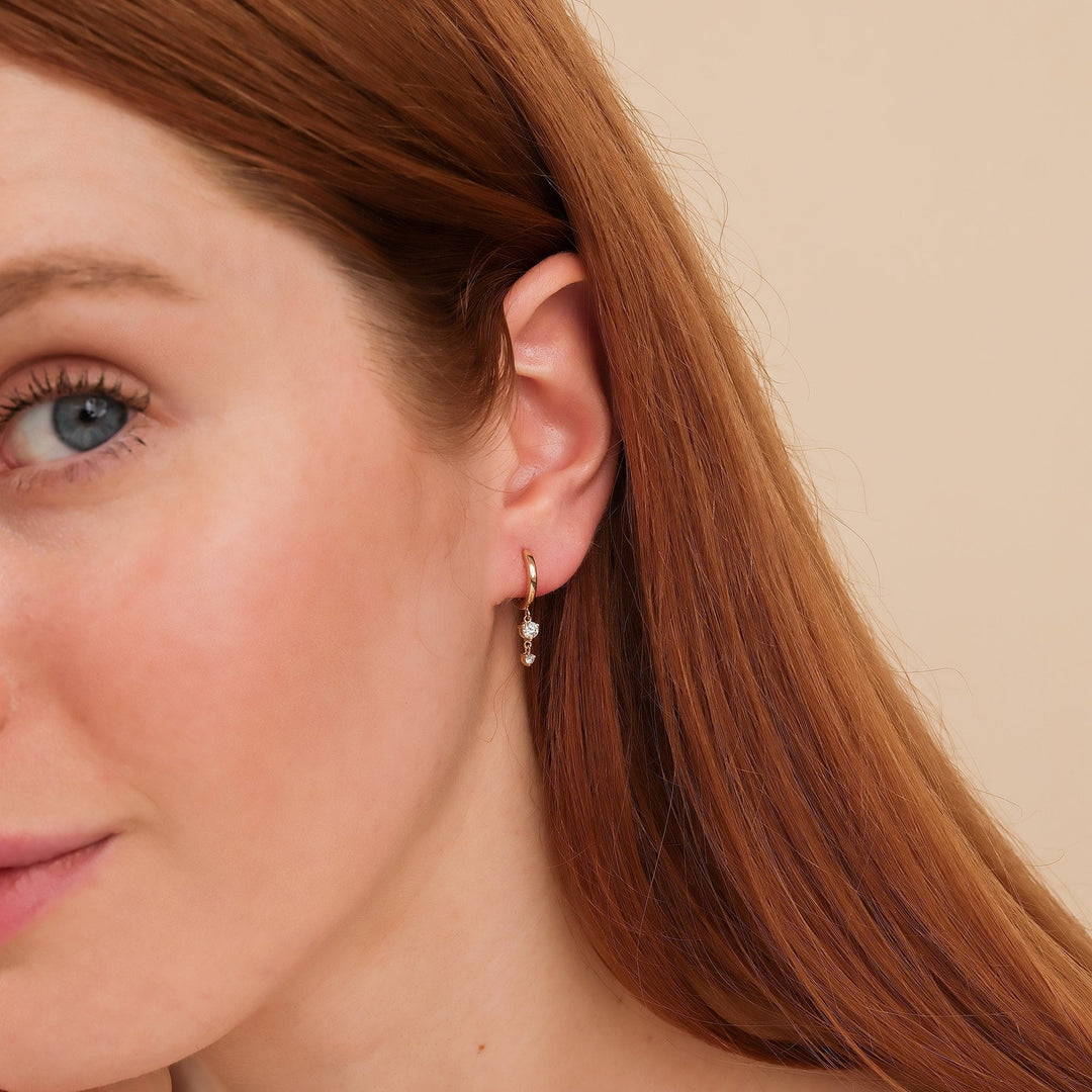 0.32CT Round Two Stone lab grown diamonds Huggie Hoop Earrings - Doozy Diamonds