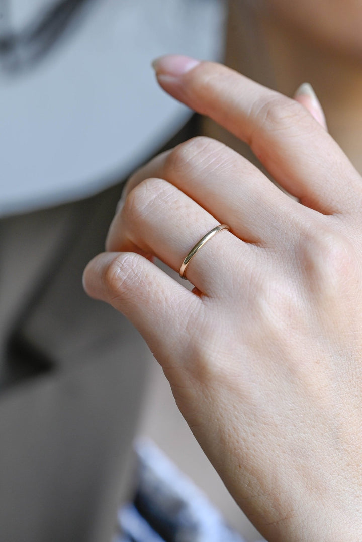 14k Solid Gold Minimalist Wedding Band, Christmas Gift - Doozy Diamonds