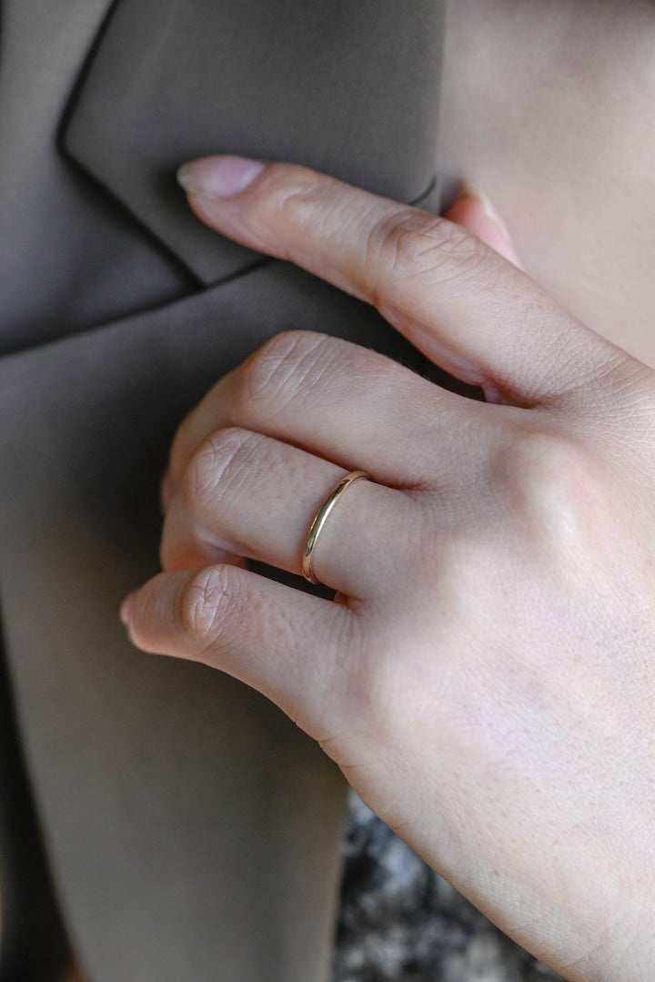 14k Solid Gold Minimalist Wedding Band, Christmas Gift - Doozy Diamonds