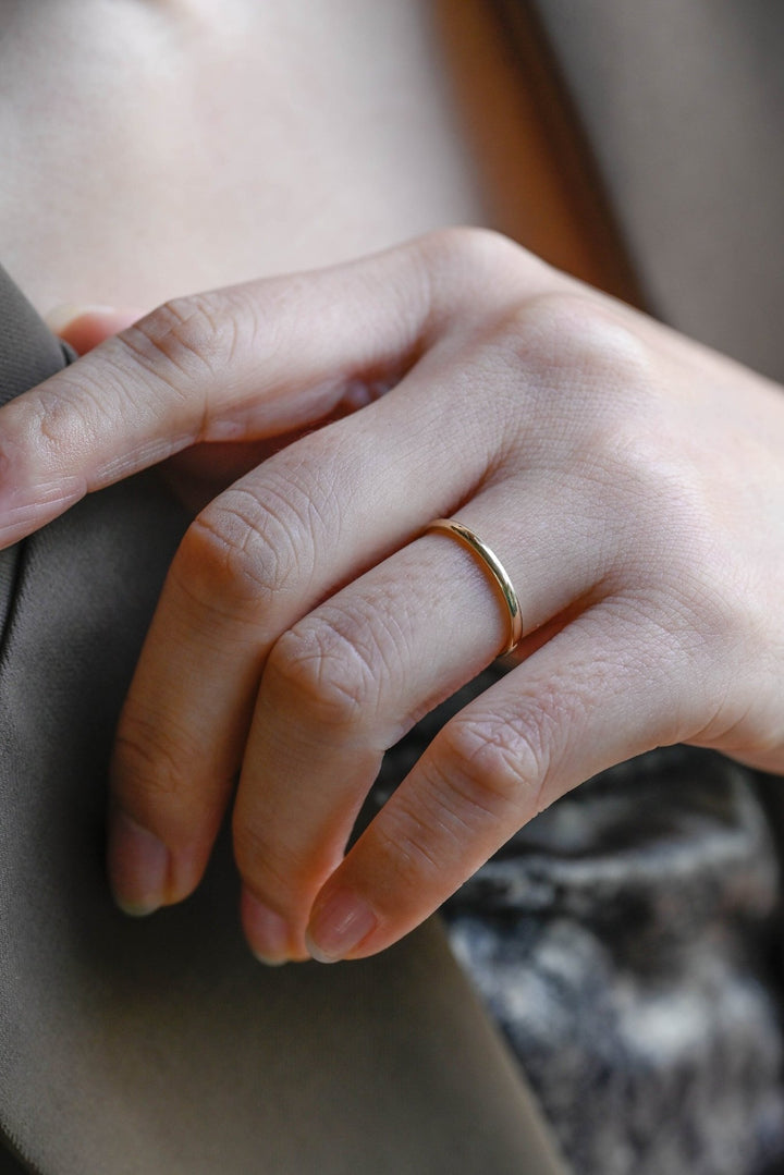 14k Solid Gold Minimalist Wedding Band, Christmas Gift - Doozy Diamonds