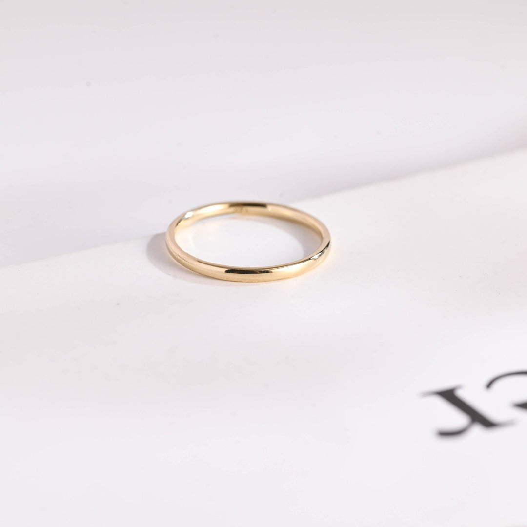 14k Solid Gold Minimalist Wedding Band, Christmas Gift - Doozy Diamonds
