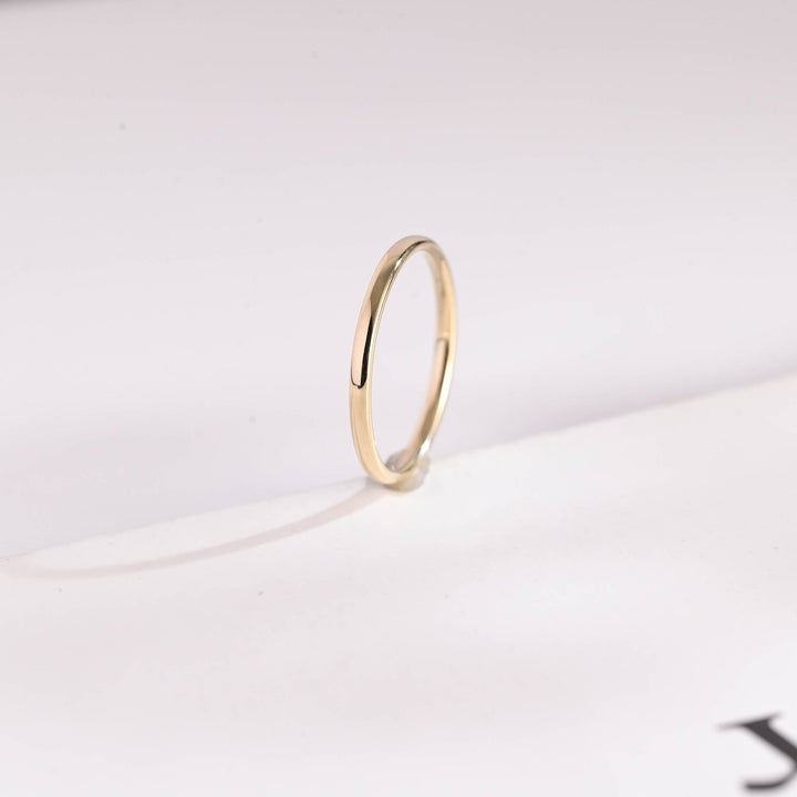 14k Solid Gold Minimalist Wedding Band, Christmas Gift - Doozy Diamonds