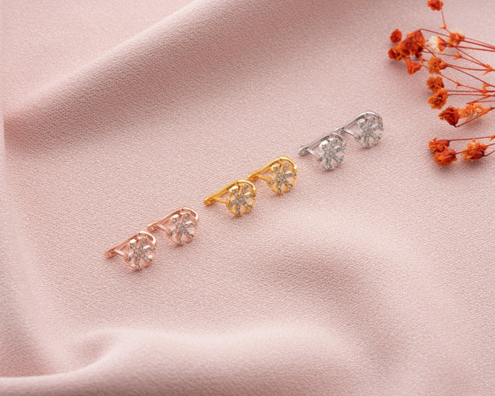 Round Cut Diamond Snowflake Shape Earrings for Christmas Gift - Doozy Diamonds