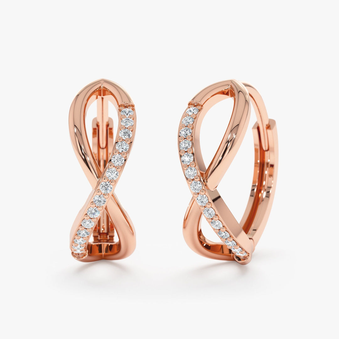 0.32CT Round Infinity lab grown diamonds Huggie Hoop Earring In 18K Solid Gold - Doozy Diamonds