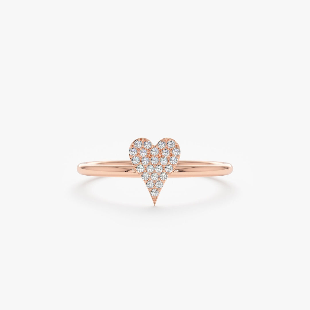 Round Cut Micro Pave Diamond Heart Shape Wedding Ring - Doozy Diamonds