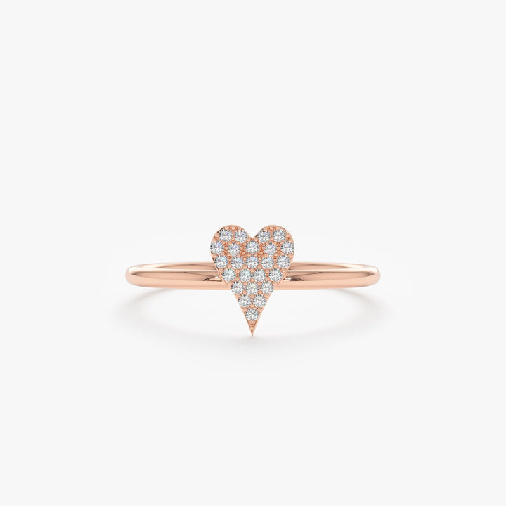 Round Cut Micro Pave Diamond Heart Shape Wedding Ring - Doozy Diamonds