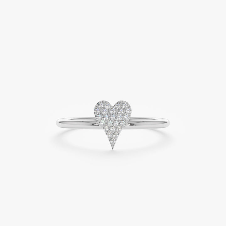 Round Cut Micro Pave Diamond Heart Shape Wedding Ring - Doozy Diamonds