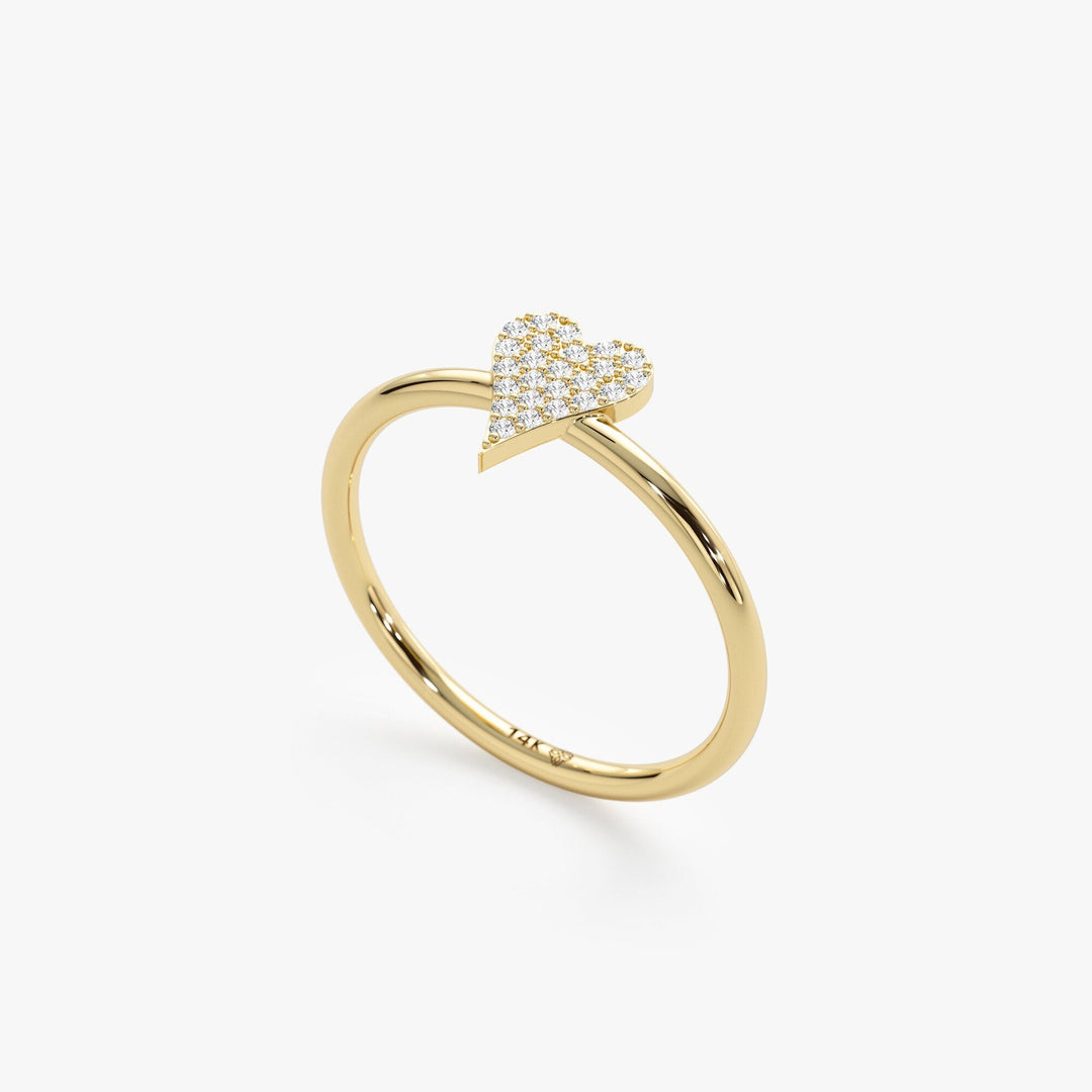Round Cut Micro Pave Diamond Heart Shape Wedding Ring - Doozy Diamonds