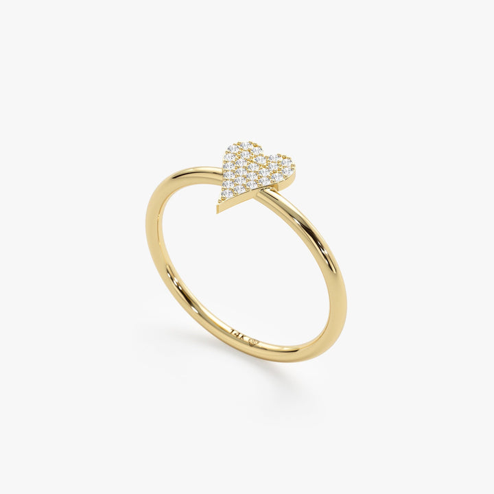 Round Cut Micro Pave Diamond Heart Shape Wedding Ring - Doozy Diamonds