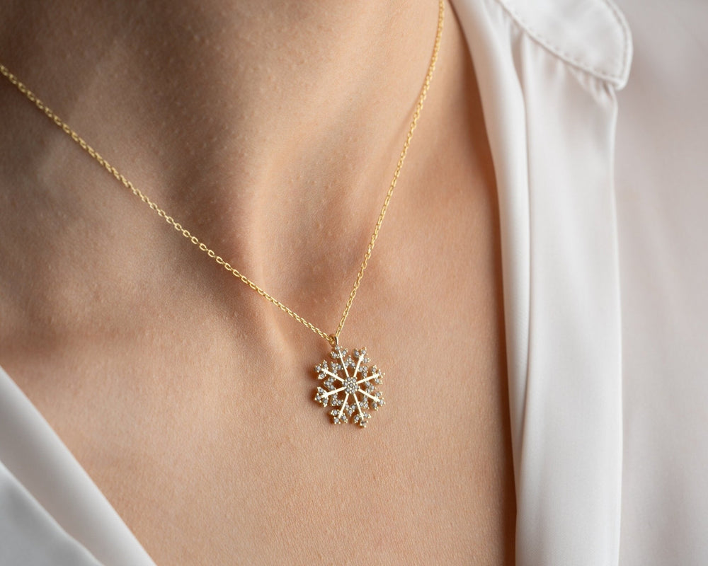 Round Cut lab grown diamonds Snowflake Pendant for Women - Doozy Diamonds