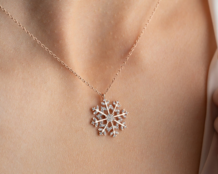 Round Cut lab grown diamonds Snowflake Pendant for Women - Doozy Diamonds