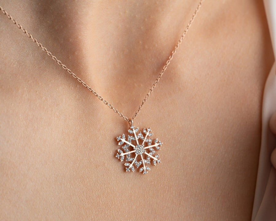 Round Cut lab grown diamonds Snowflake Pendant for Women - Doozy Diamonds