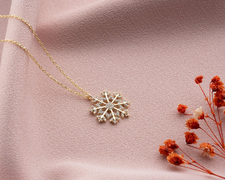 Round Cut lab grown diamonds Snowflake Pendant for Women - Doozy Diamonds