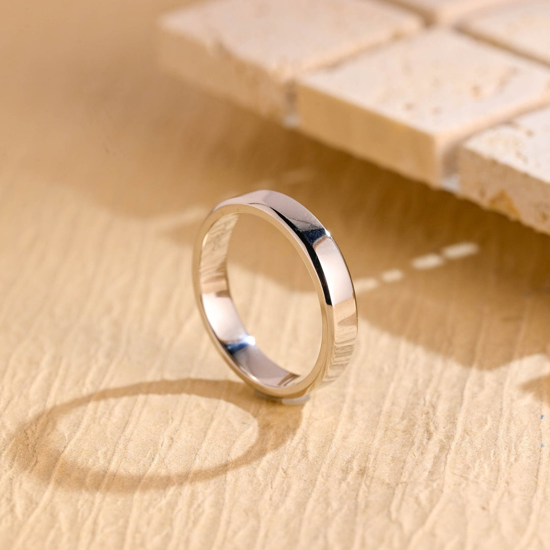 4.3mm Flat Shine Men's Gold Wedding Band, Anniversary Gift For Men - Doozy Diamonds