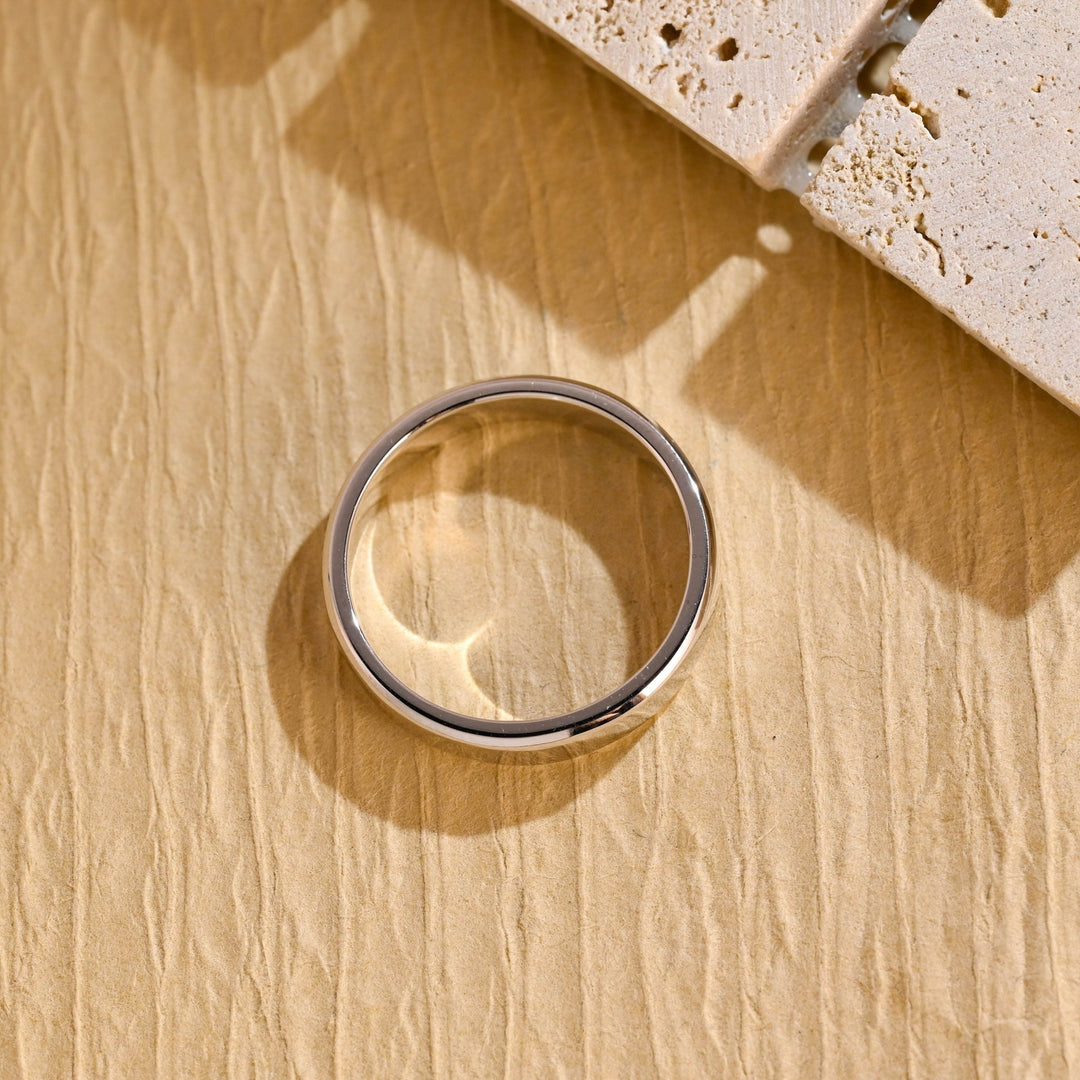 4.3mm Flat Shine Men's Gold Wedding Band, Anniversary Gift For Men - Doozy Diamonds