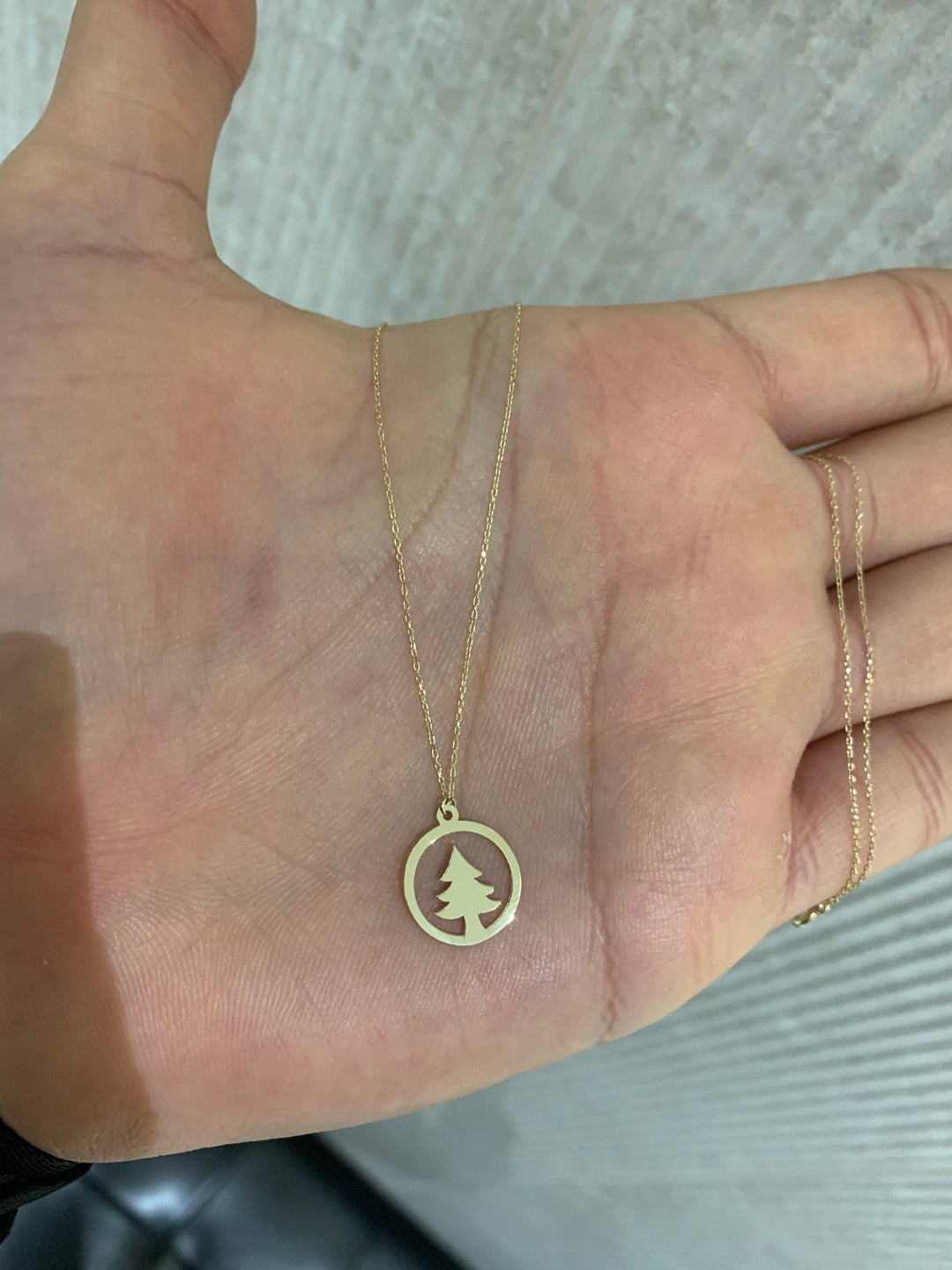 Christmas Pine Tree Pendant Necklace Gift For Women in 14K Gold - Doozy Diamonds