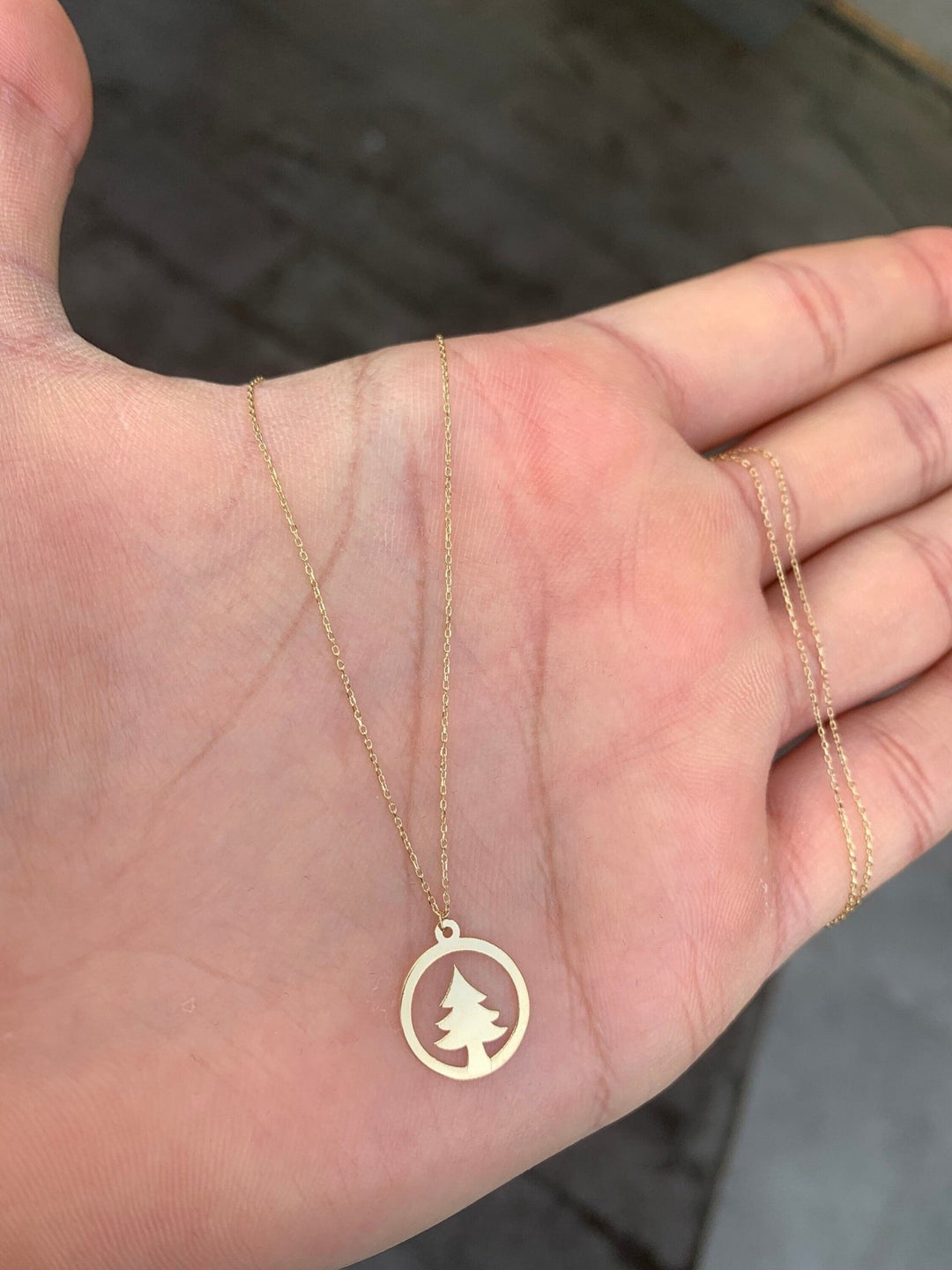 Christmas Pine Tree Pendant Necklace Gift For Women in 14K Gold - Doozy Diamonds