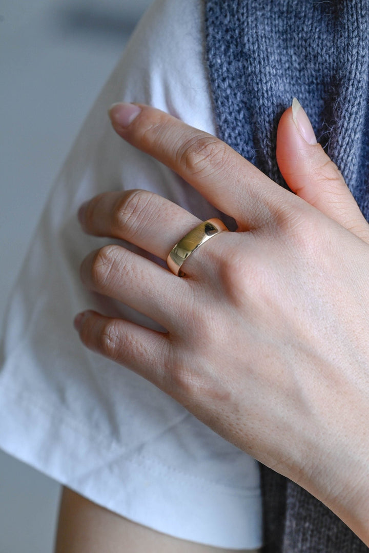 5.0mm Flat Gold Men's Wedding Band, Anniversary Gift For Men - Doozy Diamonds