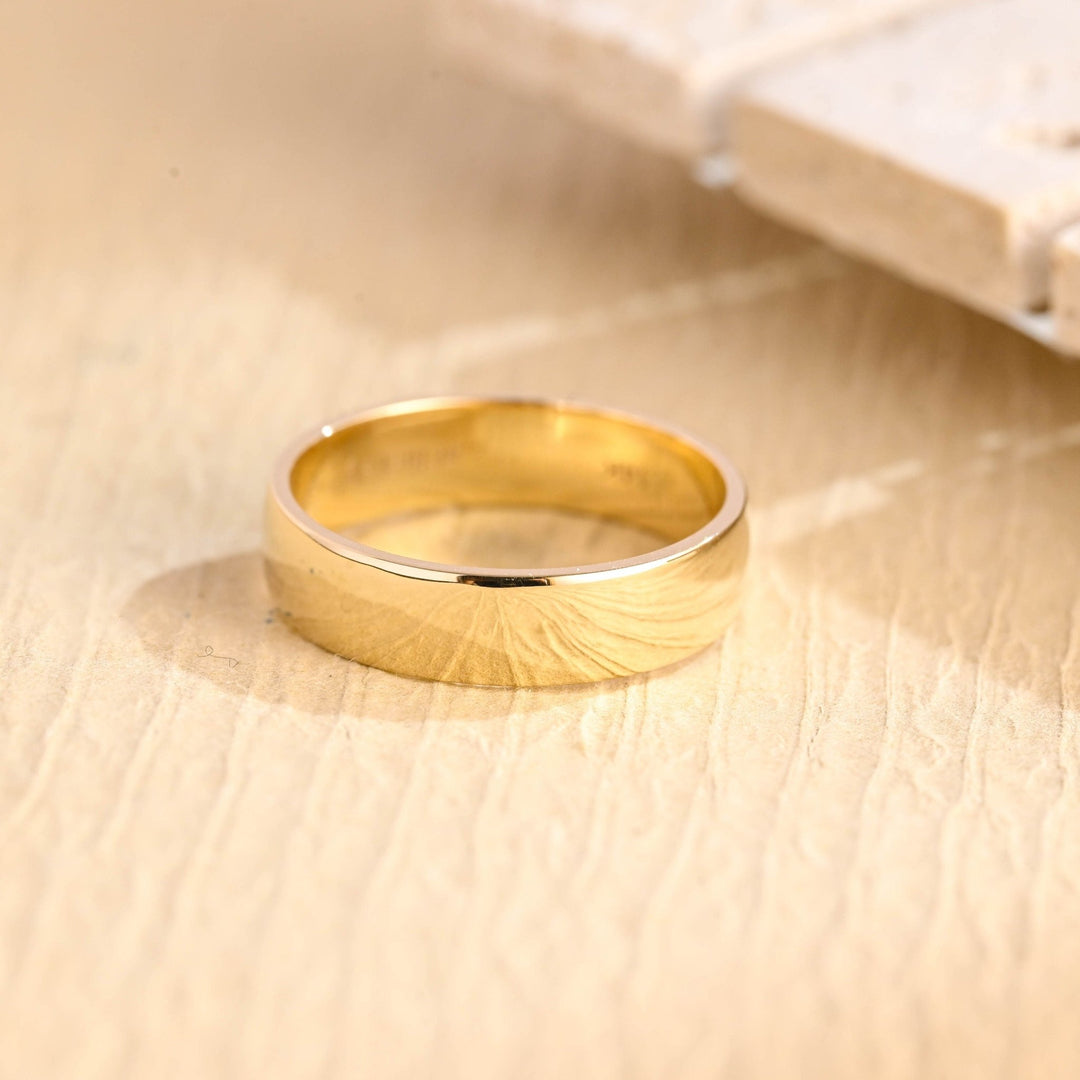 5.0mm Flat Gold Men's Wedding Band, Anniversary Gift For Men - Doozy Diamonds