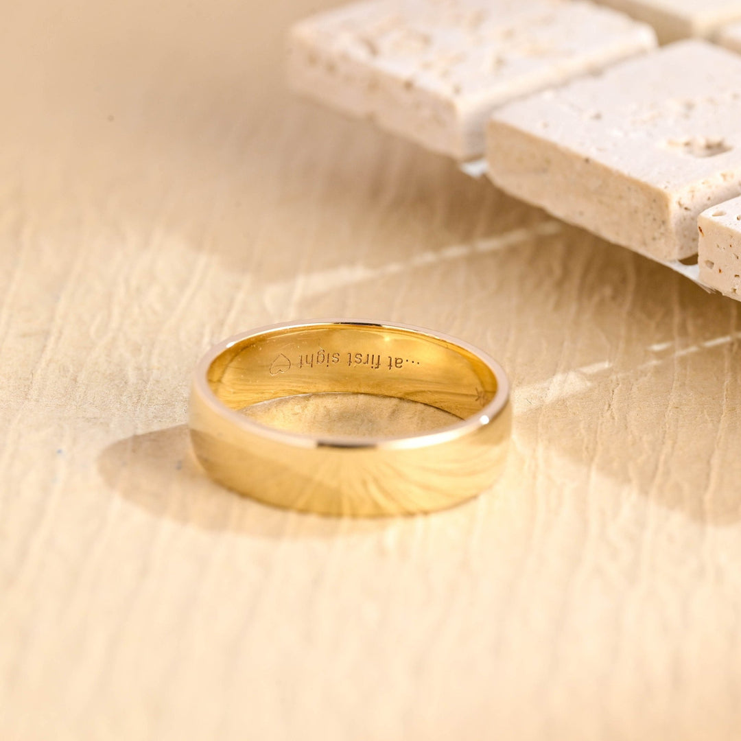 5.0mm Flat Gold Men's Wedding Band, Anniversary Gift For Men - Doozy Diamonds