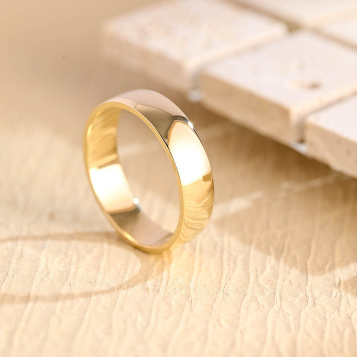 5.0mm Flat Gold Men's Wedding Band, Anniversary Gift For Men - Doozy Diamonds