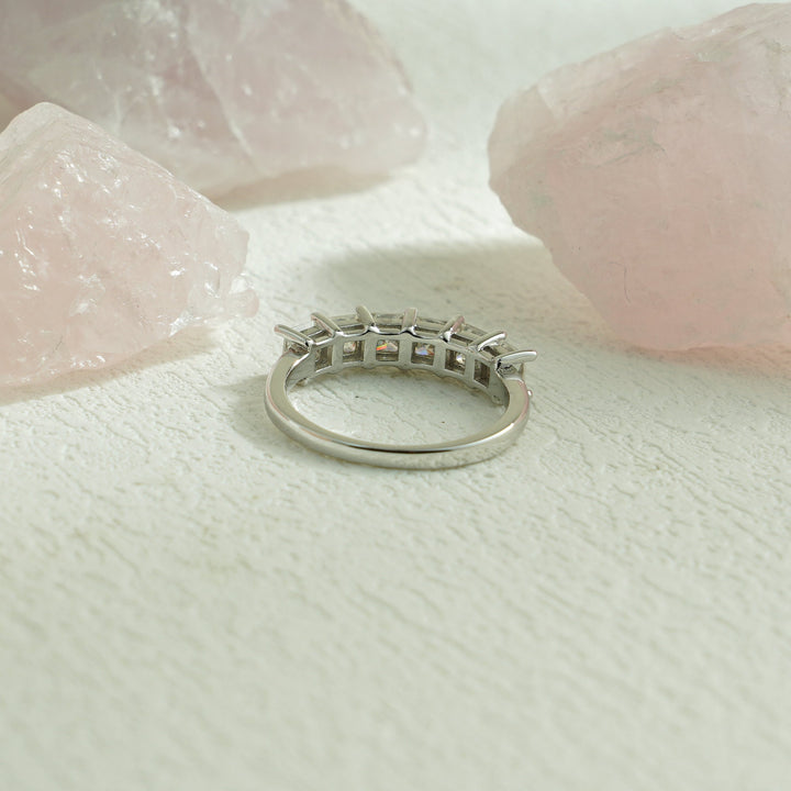 Princess diamond wedding band in yellow gold