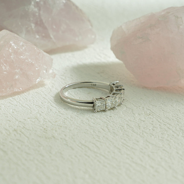 Princess diamond wedding band in rose gold