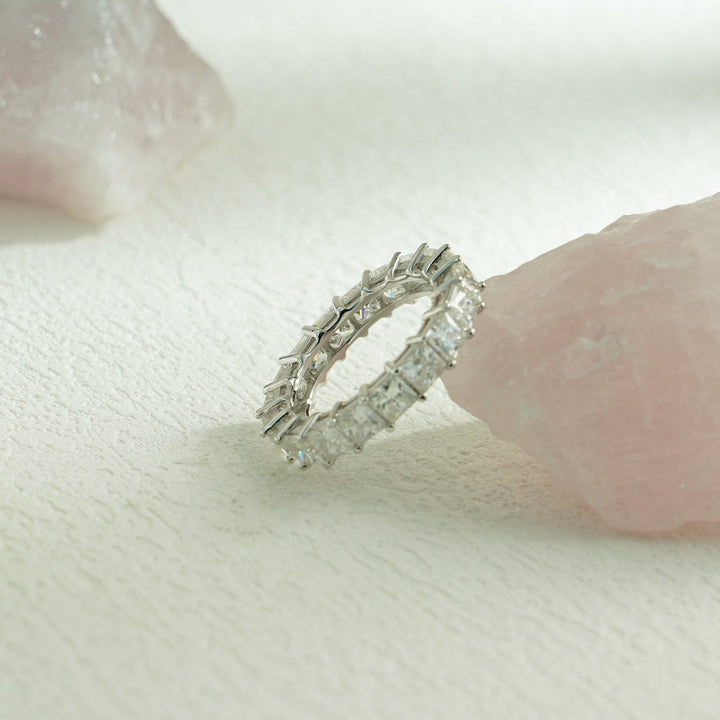 Princess diamond wedding band in white gold