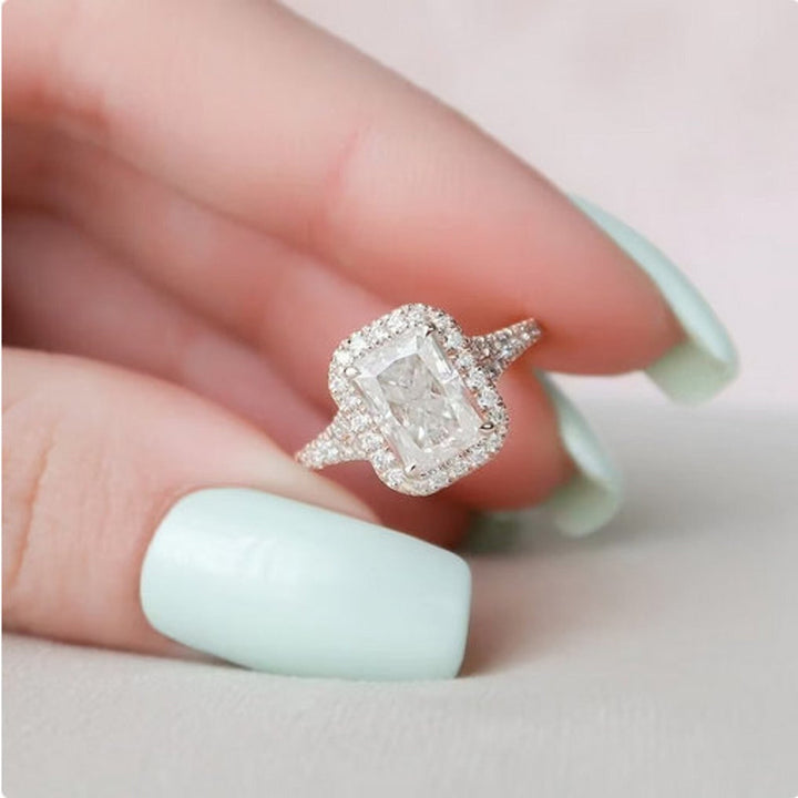 Shop radiant pave lab grown diamond engagement ring