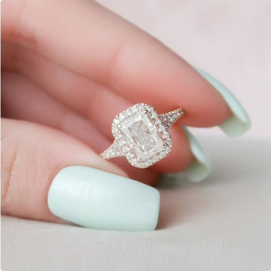 Shop radiant pave lab grown diamond engagement ring