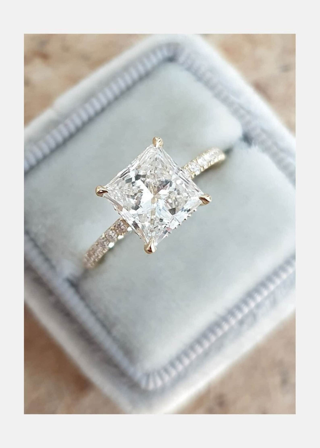 Princess cut diamond ring worn on hand