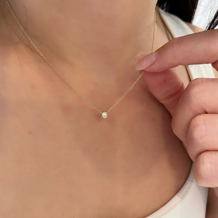 Bezel Set Round Cut Diamond Necklace for Women - Doozy Diamonds