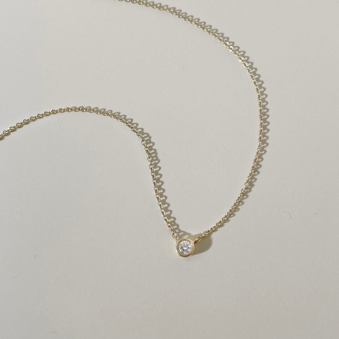 Bezel Set Round Cut Diamond Necklace for Women - Doozy Diamonds