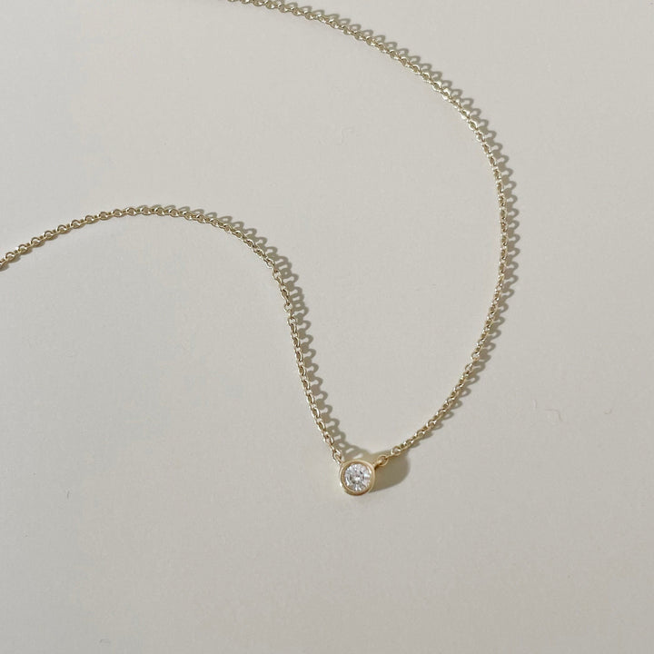 Bezel Set Round Cut Diamond Necklace for Women - Doozy Diamonds