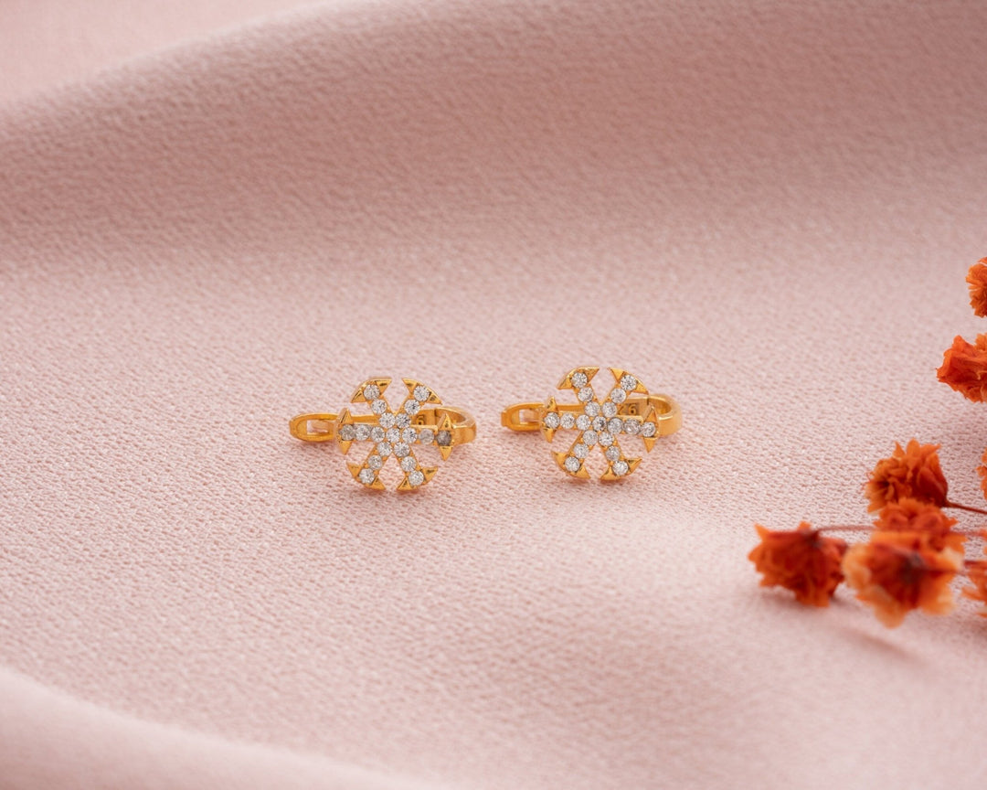 Round Cut Diamond Snowflake Shape Earrings for Christmas Gift - Doozy Diamonds