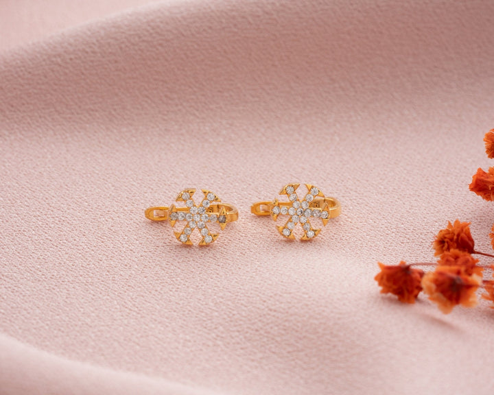 Round Cut Diamond Snowflake Shape Earrings for Christmas Gift - Doozy Diamonds