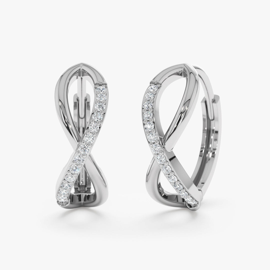 0.32CT Round Infinity lab grown diamonds Huggie Hoop Earring In 18K Solid Gold - Doozy Diamonds