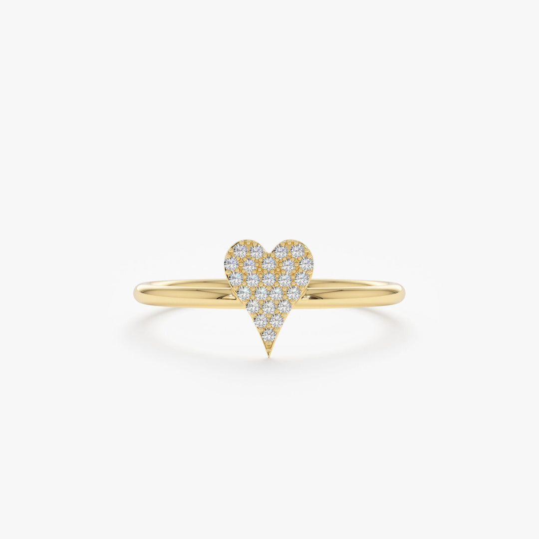 Round Cut Micro Pave Diamond Heart Shape Wedding Ring - Doozy Diamonds