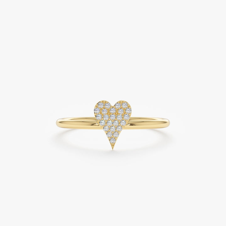 Round Cut Micro Pave Diamond Heart Shape Wedding Ring - Doozy Diamonds