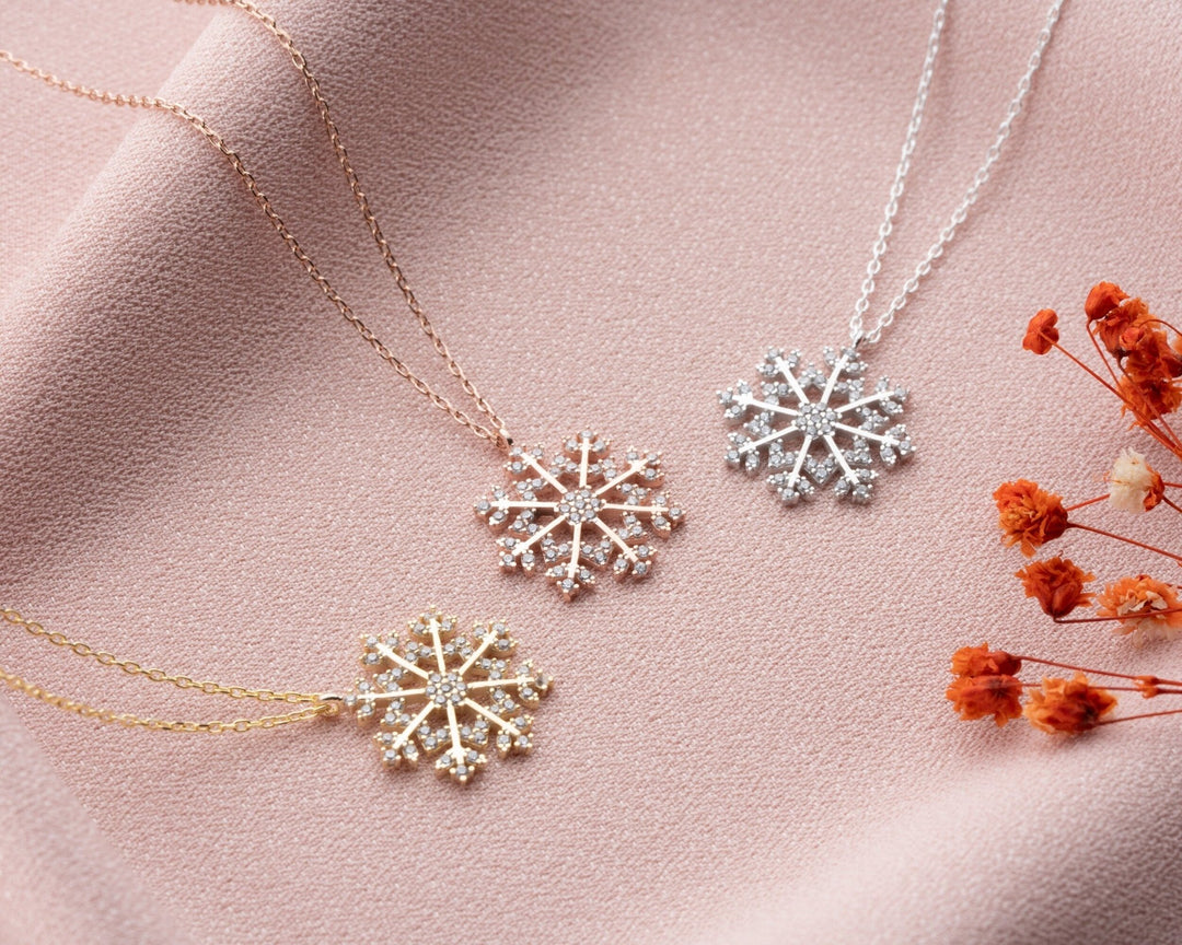 Round Cut lab grown diamonds Snowflake Pendant for Women - Doozy Diamonds