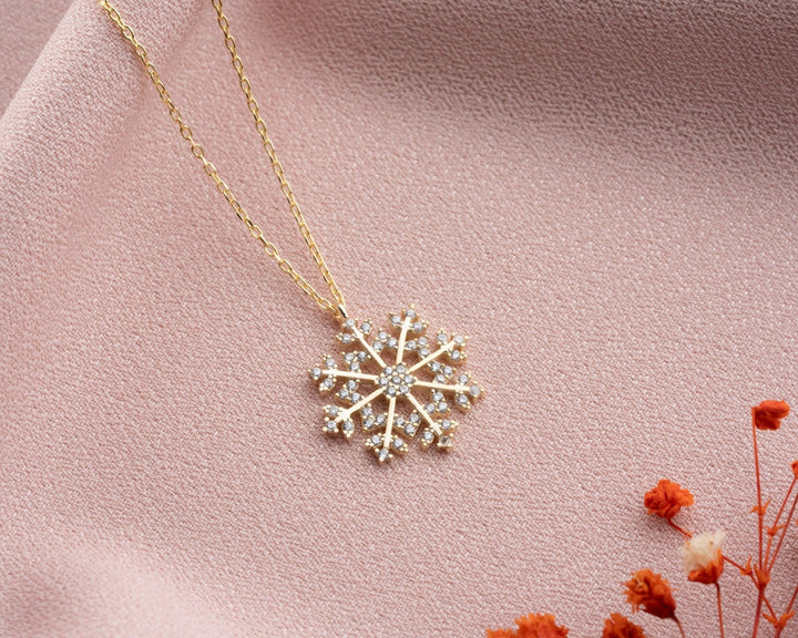 Round Cut lab grown diamonds Snowflake Pendant for Women - Doozy Diamonds