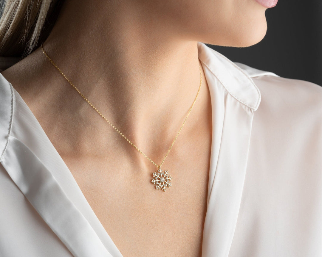 Round Cut lab grown diamonds Snowflake Pendant for Women - Doozy Diamonds